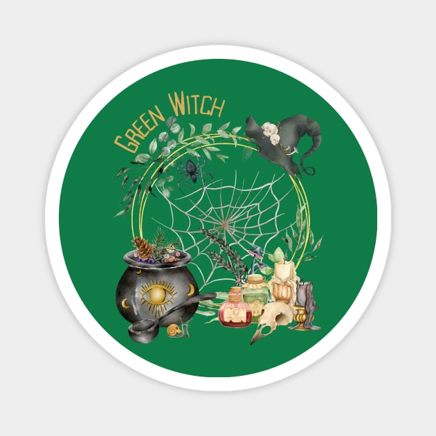 Green Witch Aesthetic Magnet by Artistic Oddities